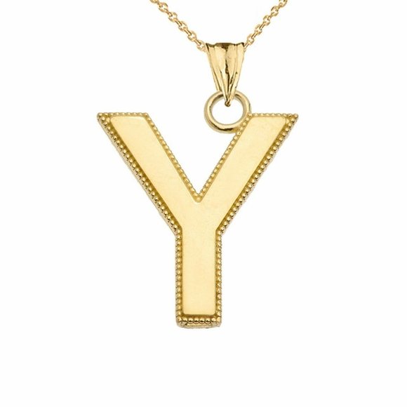 Real Gold Small Initial Letter Y Pendant Necklace